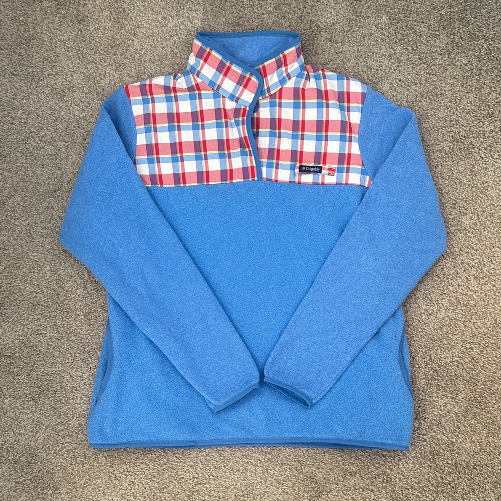 Colombia Blue Plaid Fleece Pullover Large